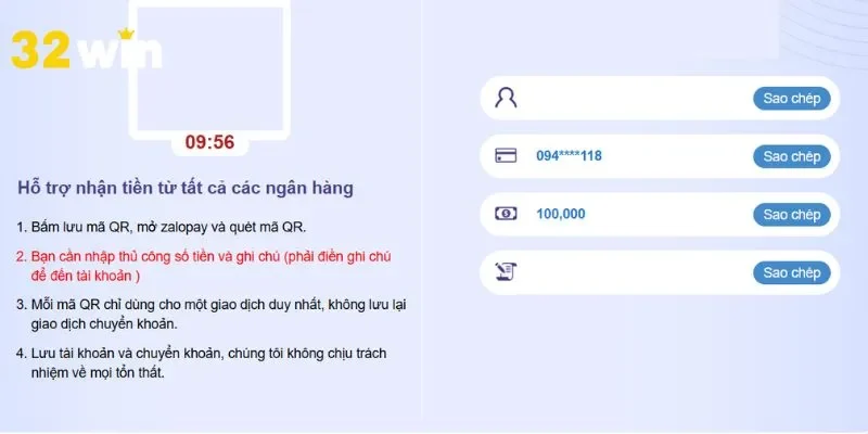 Khách hàng lưu ý hiệu lực của mã QR thanh toán